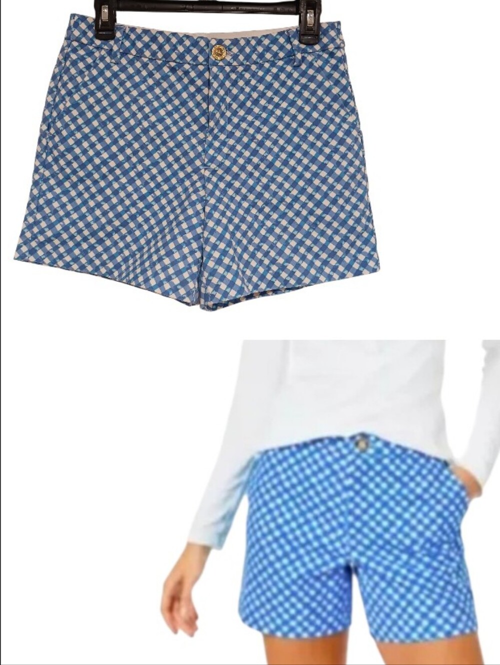 Lilly Pulitzer Gretchen Shorts Boca Blue Double Checking